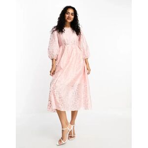 - Robe babydoll mi-longue en organza nouÃ©e dans le dos avec manches bouffantes - Rose Rose 38 female