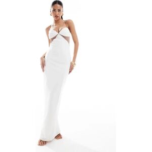 - Robe longue en tulle Ã  bretelles Ã  strass et dÃ©coupes de qualitÃ© supÃ©rieure - Blanc Blanc L female