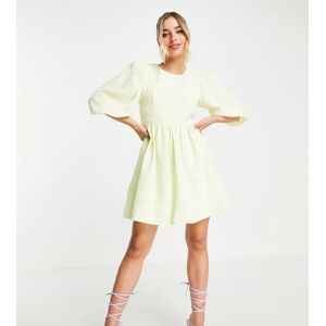 X Lorna Luxe - Robe courte Ã  manches bouffantes avec coutures style corset - Jaune citron Jaune 36 female