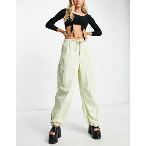 - Pantalon cargo style parachute Ã  taille basse - Sauge-Vert Vert L female