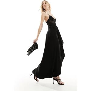 - Robe longue avec empiÃ¨cement en tulle - Noir Noir L female