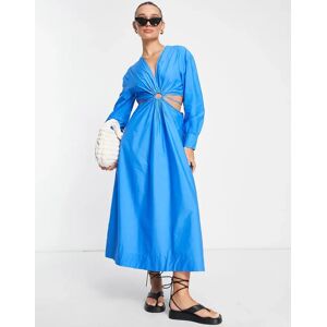 - Robe mi-longue Ã  dÃ©coupe et anneau - Bleu vif Bleu 32 female