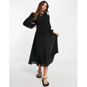 - Robe mi-longue froncÃ©e - Noir Noir S female