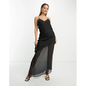 X Camille - Robe asymÃ©trique Ã  dÃ©colletÃ© en V avec partie infÃ©rieure transparente - Noir-Black Black M female