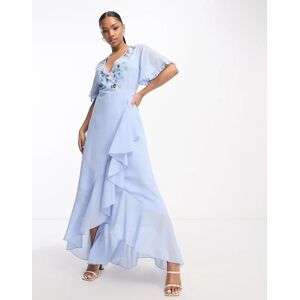 - Robe portefeuille brodÃ©e - Bleu pastel Bleu 40 female