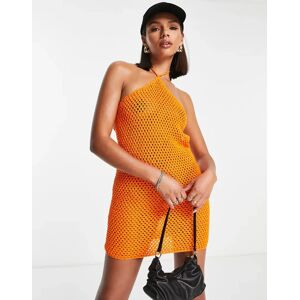 NA-KD x Melissa Bentsen - Robe courte en maille Ã  dos nu - Orange Orange 2XS female