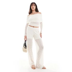 Pieces - Pantalon d'ensemble en dentelle - CrÃ¨me-Blanc Blanc S female - Publicité