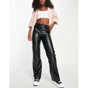 Pull&bear Pull & Bear - Pantalon droit en imitation cuir Ã  coutures - Noir Noir 42 female - Publicité