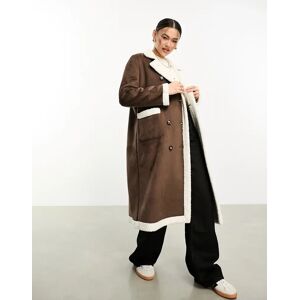 - Manteau aviateur long non tissÃ© avec bordures en imitation peau de mouton - Camel-Neutral Neutral 42 female