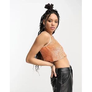 - Glitz & Glam - Crop top d'ensemble Ã  sequins - Orange Orange S female