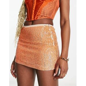 - Glitz & Glam - Mini-jupe d'ensemble Ã  sequins - Orange Orange L female