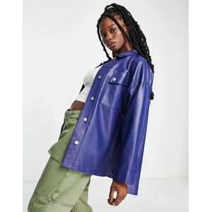 - Chemise oversize en imitation cuir - Bleu marine Bleu S female