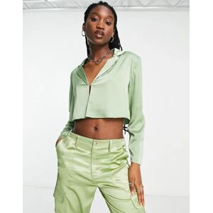 - Crop top blazer en satin - Vert Vert XS female