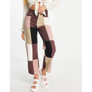 - Jean droit en patchwork - Multicolore-Marron Marron XS female