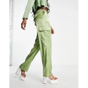 - Pantalon cargo droit en satin - Vert Vert M female