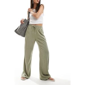 Stradivarius - Pantalon facile Ã  enfiler en lin mÃ©langÃ© - Kaki-Vert Vert M female - Publicité