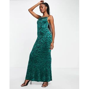 - Robe longue Ã  col bÃ©nitier en velours dÃ©vorÃ© - Vert Ã©meraude Vert 44 female