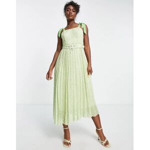 - Robe mi-longue plissÃ©e avec ceinture - Citron vert imprimÃ© lÃ©opard-Sans opinion Sans opinion 40 female