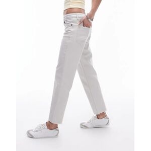 Topshop - Jean droit raccourci Ã  taille mi-haute et ourlets bruts - Blanc cassÃ© Blanc W26 L32 female - Publicité