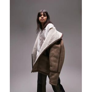 Topshop - Manteau oversize en imitation peau de mouton - Vison-Sans opinion Sans opinion 44 female - Publicité