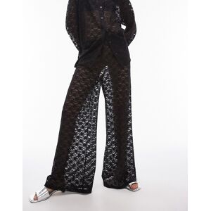 Topshop - Pantalon droit en dentelle - Noir Noir S female - Publicité