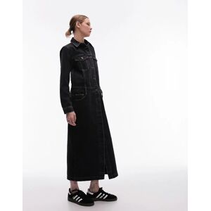 Topshop - Robe longue boutonnÃ©e en denim - Noir dÃ©lavÃ© Noir 32 female - Publicité