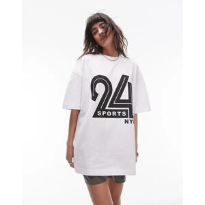 Topshop - T-shirt Ã  motif 24 Sports NYC - Blanc Blanc M female - Publicité