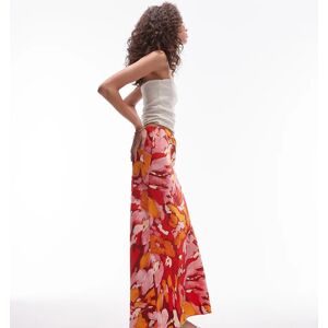 Topshop Tall - Jupe longue coupÃ©e en biais Ã  fleurs - Orange et multicolore Multicolore 34 female - Publicité