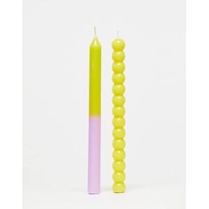- Lot de 2 bougies style pilier - Citron vert et lilas-Multicolore Multicolore No Size female
