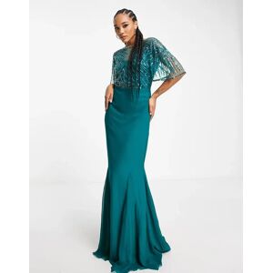 - Robe longue ornementÃ©e Ã  manches courtes - Sarcelle-Vert Vert 38 female