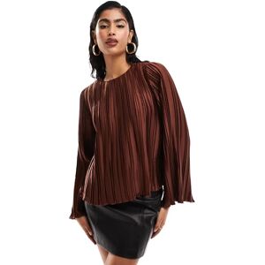 Y.A.S - Top plissÃ© avec manches cloche oversize - Marron chocolat-Brown Brown XS female - Publicité