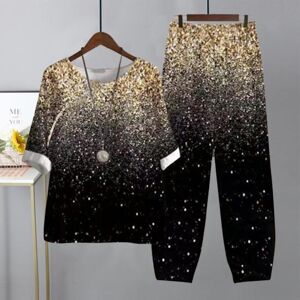 1 ensemble femmes pantalons costumes demi manches taille élastique coton mélange étoile imprimé décontracté femmes Blouse pantalon - Publicité