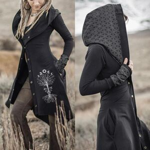 Diane Nouveau Mode femmes à manches longues à capuche noir imprimé Trench Coat - Publicité
