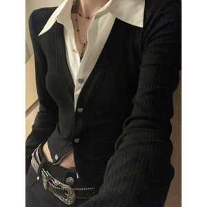 fantastic wardrobe Y2k – chemise courte noire Vintage pour femmes, mode coréenne, Streetwear Chic, Slim, Cool, chemisier féminin esthétique Harajuku, haut court - Publicité