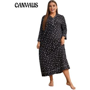 CANVAUS Chemise de nuit grande taille pour femmes, printemps automne hiver, manches longues, robe de maison - Publicité