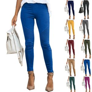 Jeans élastiques à volants pour femmes, pantalon crayon slim extensible de couleur unie, pantalons décontractés - Publicité