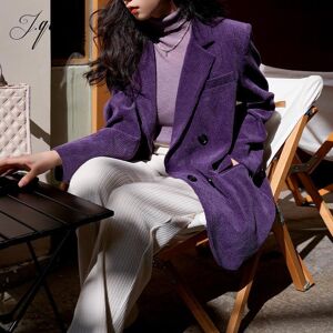 Cardigan décontracté en velours côtelé pour femme, Slim, couleur unie, petite veste de costume, automne/hiver 2023 - Publicité