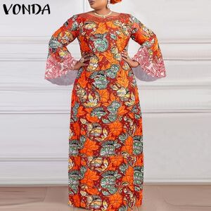 Women s Plus Size Round Neck Long Sleeve Floral Print Long Dress