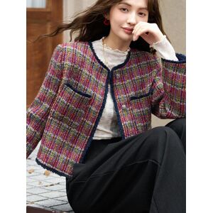 Mishow femmes Plaid Botton Down manteau 2023 automne mode nouveau col rond à manches longues poche recadrée vestes doux mignon hauts MXC45W0153 - Publicité