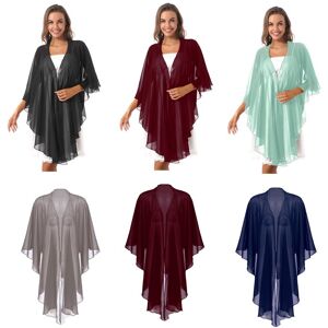 Femmes Lâche Châle Kimono Cardigan Boho Top En Mousseline Veste Chemisier Hauts Manches 3/4 De Mariage De Mariée Boléro Hauts - Publicité