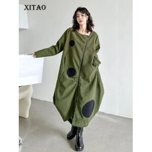 XITAO mode femmes Trench manteau plis irréguliers tranchage col rond manteau LYD1338 - Publicité