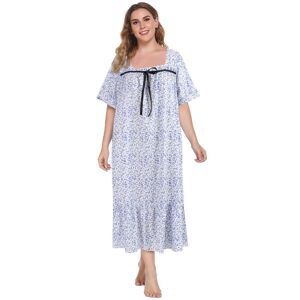 Chemise de nuit ample grande taille pour femme, robe carrée à manches courtes, douce et longue, vêtements de nuit pour la maison, robe de pyjama XL-5XL - Publicité