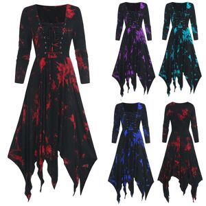 Robe pour femme en dentelle imprimée, manches longues irrégulières, robe gothique rétro - Publicité