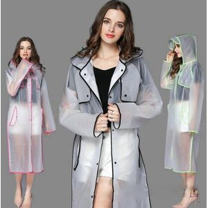 MakeWishes Manteau de pluie à capuche transparent pour femme - Veste longue imperméable - Vêtements de pluie extérieurs - Publicité