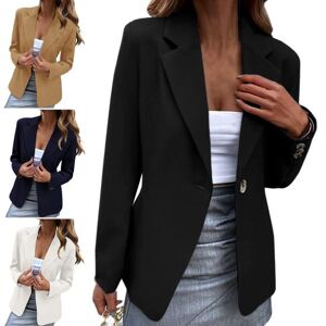 Blazer de couleur unie pour femmes, col cranté, manches longues, manteau décontracté, Cardigan Slim, veste, vêtements d affaires, printemps automne - Publicité