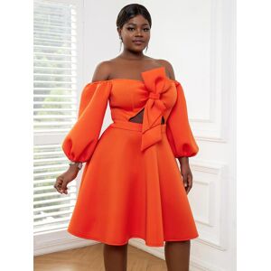 AOMEI Sexy Tube Top Hors Épaule Robes de Soirée pour Femmes Orange Gros Arc Mignon Dos Nu Robes Midi D été Cocktail Boîte de Nuit Robe 2023 Nouveau - Publicité