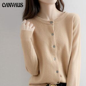 CANVAUS Pull tricoté pour femme, veste cardigan, couleur unie, col rond, Slim, pull extérieur tricoté, printemps et automne - Publicité