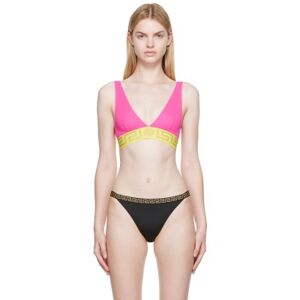 Versace Underwear Haut de bikini rose à motif à clé grecque au bord - 3 - Publicité