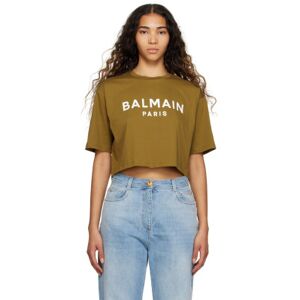 Balmain T-shirt écourté kaki - M - Publicité