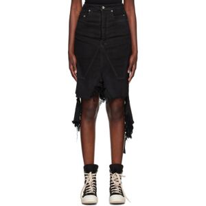 Rick Owens DRKSHDW Jupe midi Slivered noire en denim - WAIST US 25 - Publicité